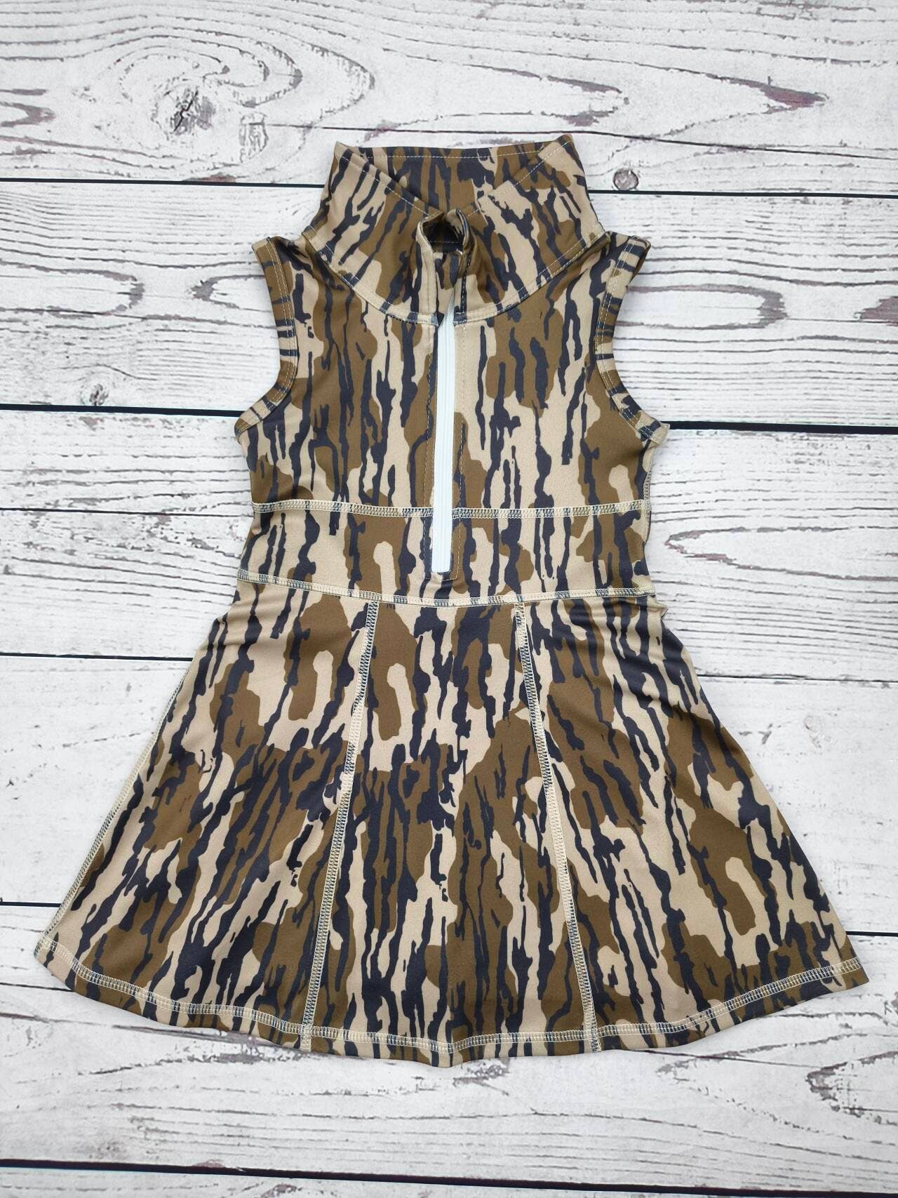 Girls Camo Zip Front Dress