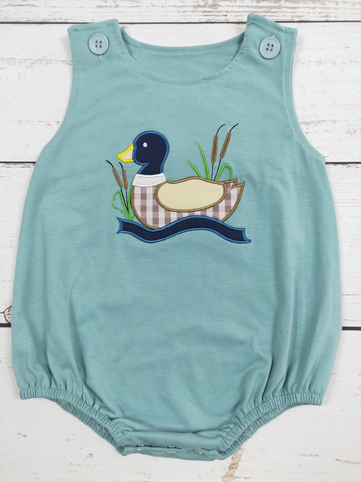 Mallard Duck Applique Baby Boy Bubble Romper