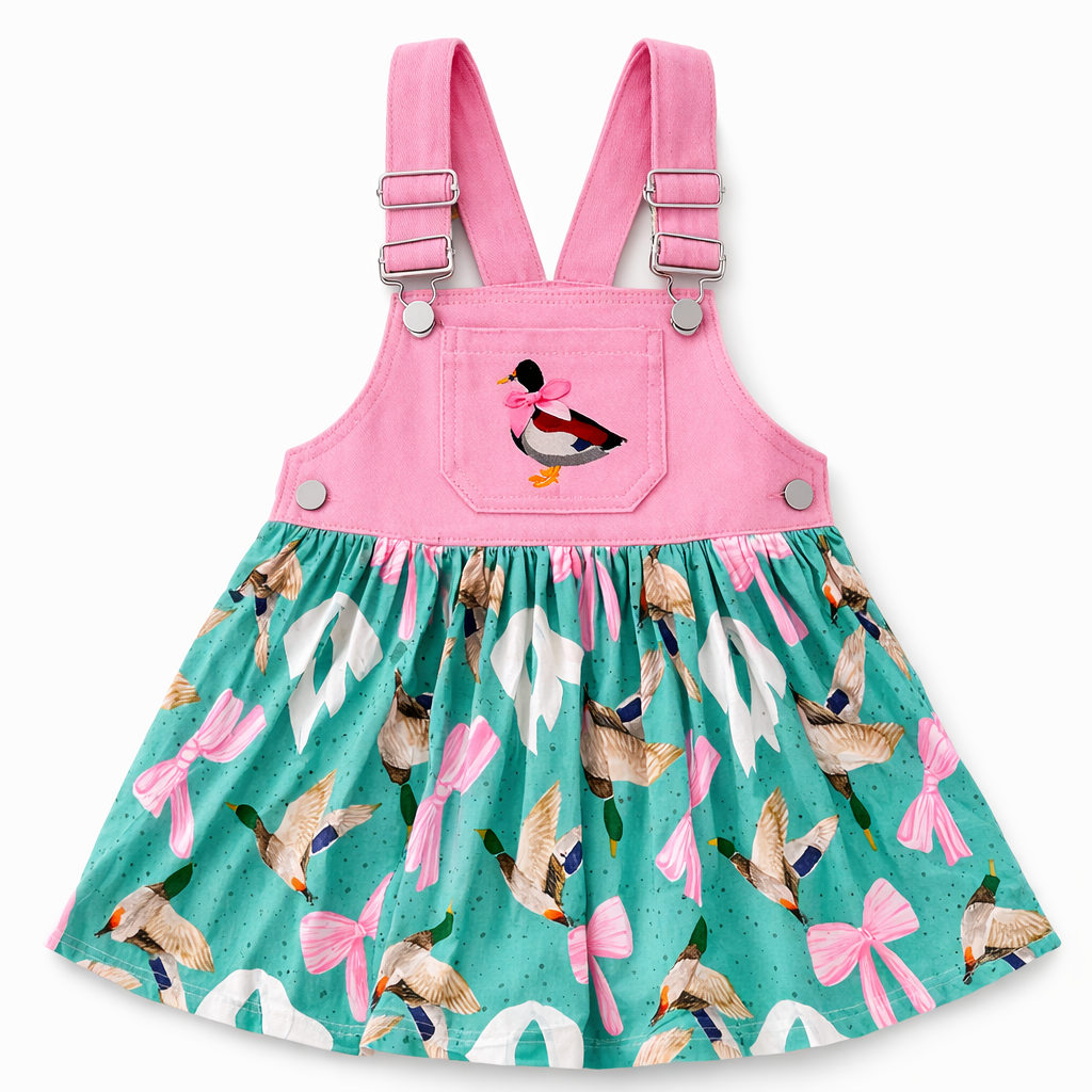 Coquette Duck Printed Overall Dress