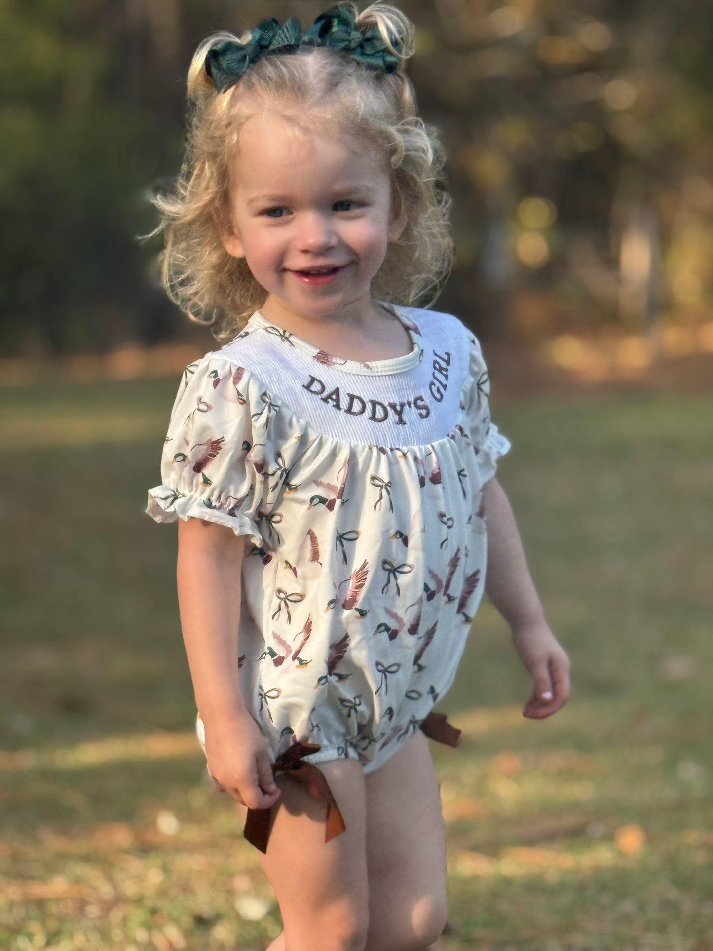 Daddy’s Girl Duck Print Baby Girl Bubble Romper
