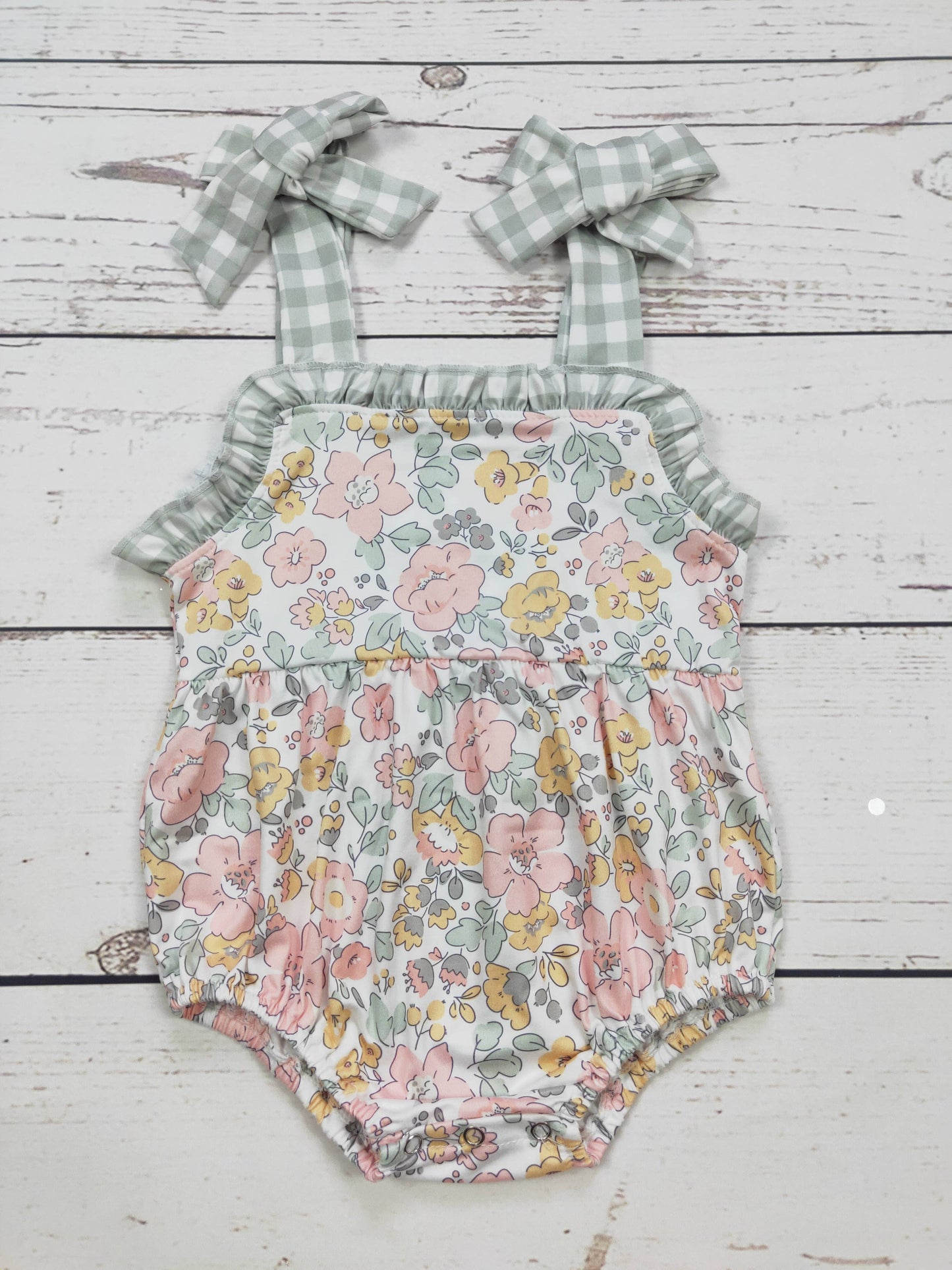 Vintage Floral Baby Girl Bubble Romper