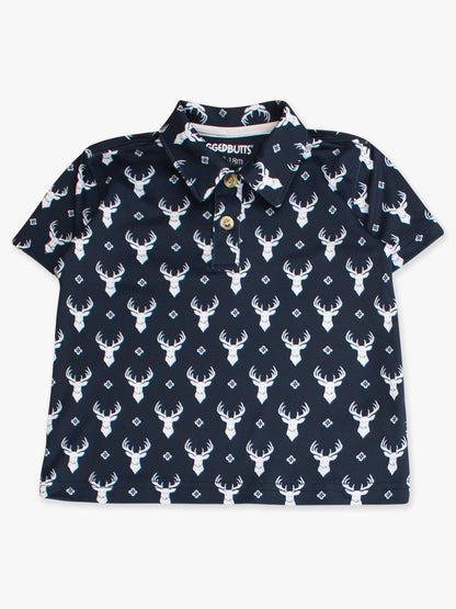 Boys Deer Antler Print Performance Polo