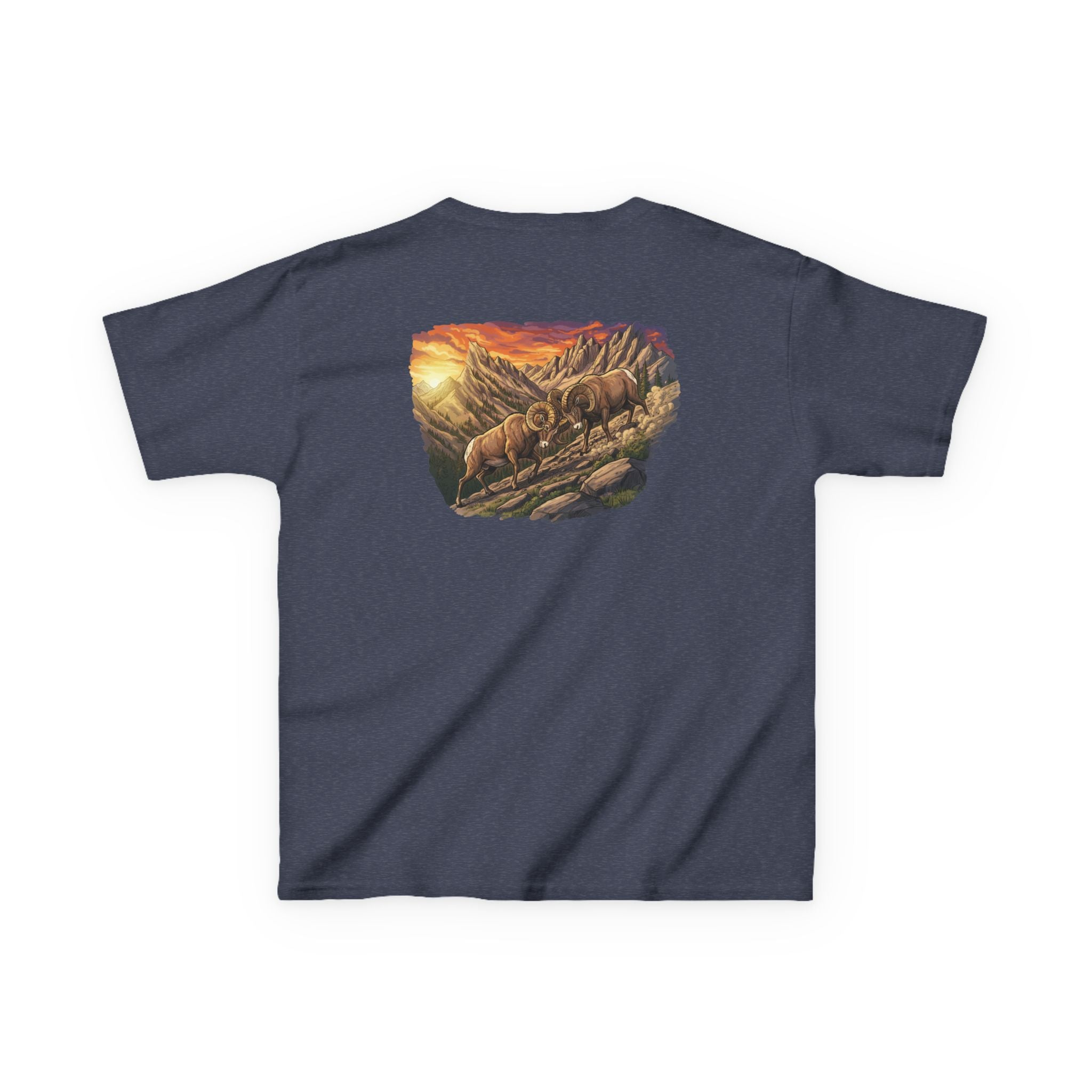Mountain Rams Kids T-Shirt – Wildlife Graphic Outdoor Tee for Youth