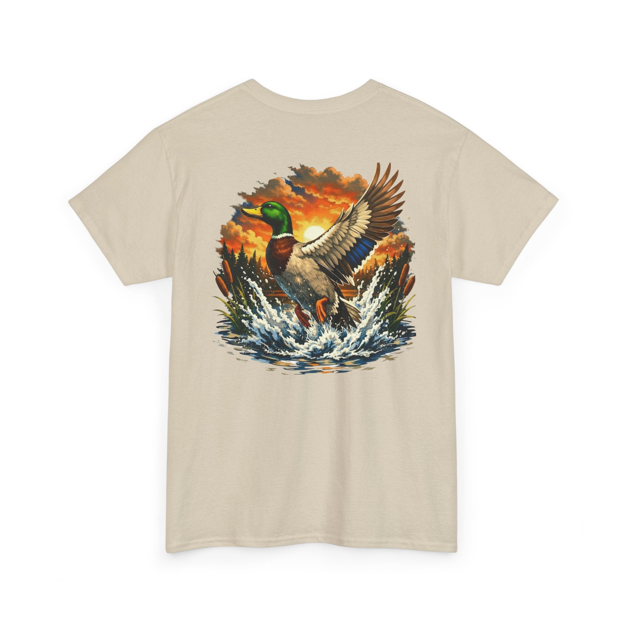 Mallard in Flight T-Shirt – Sunset Duck Hunting Graphic Tee