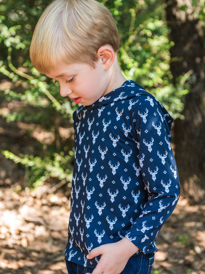 Boys Deer Antler Print Performance Polo
