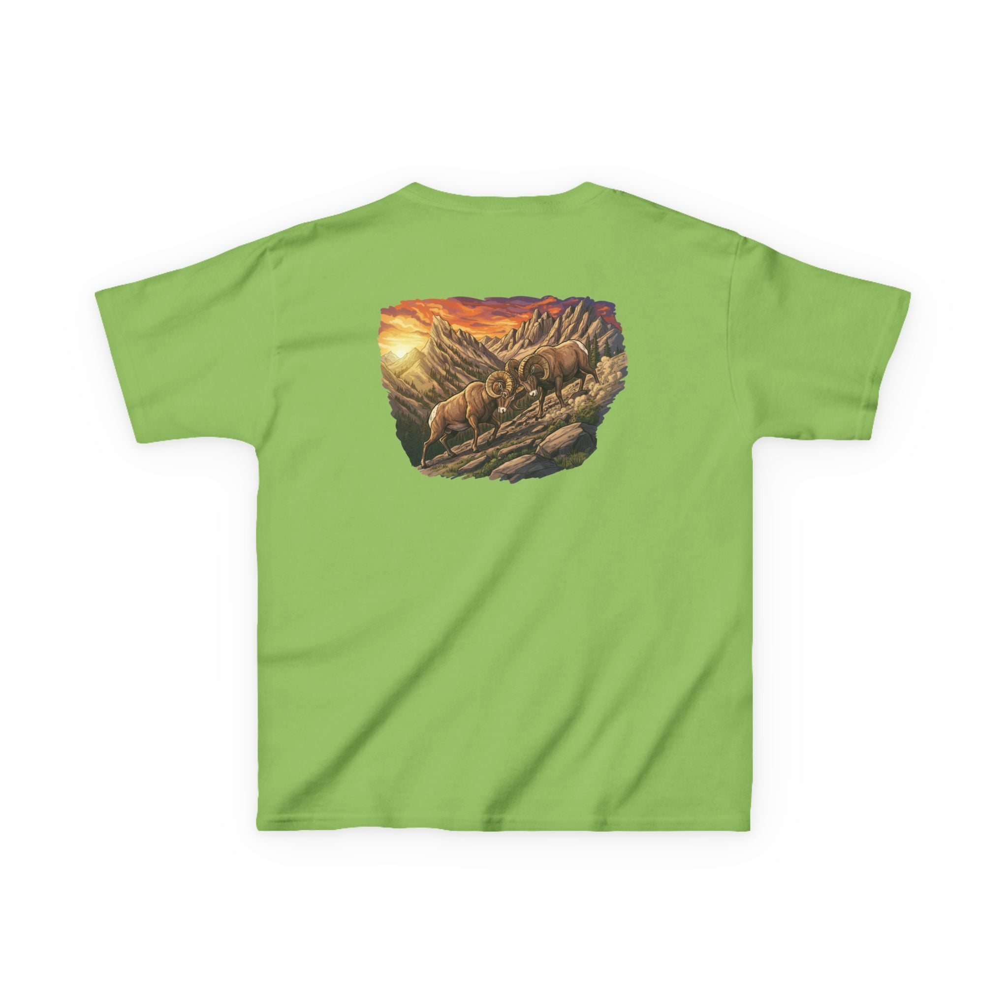 Mountain Rams Kids T-Shirt – Wildlife Graphic Outdoor Tee for Youth