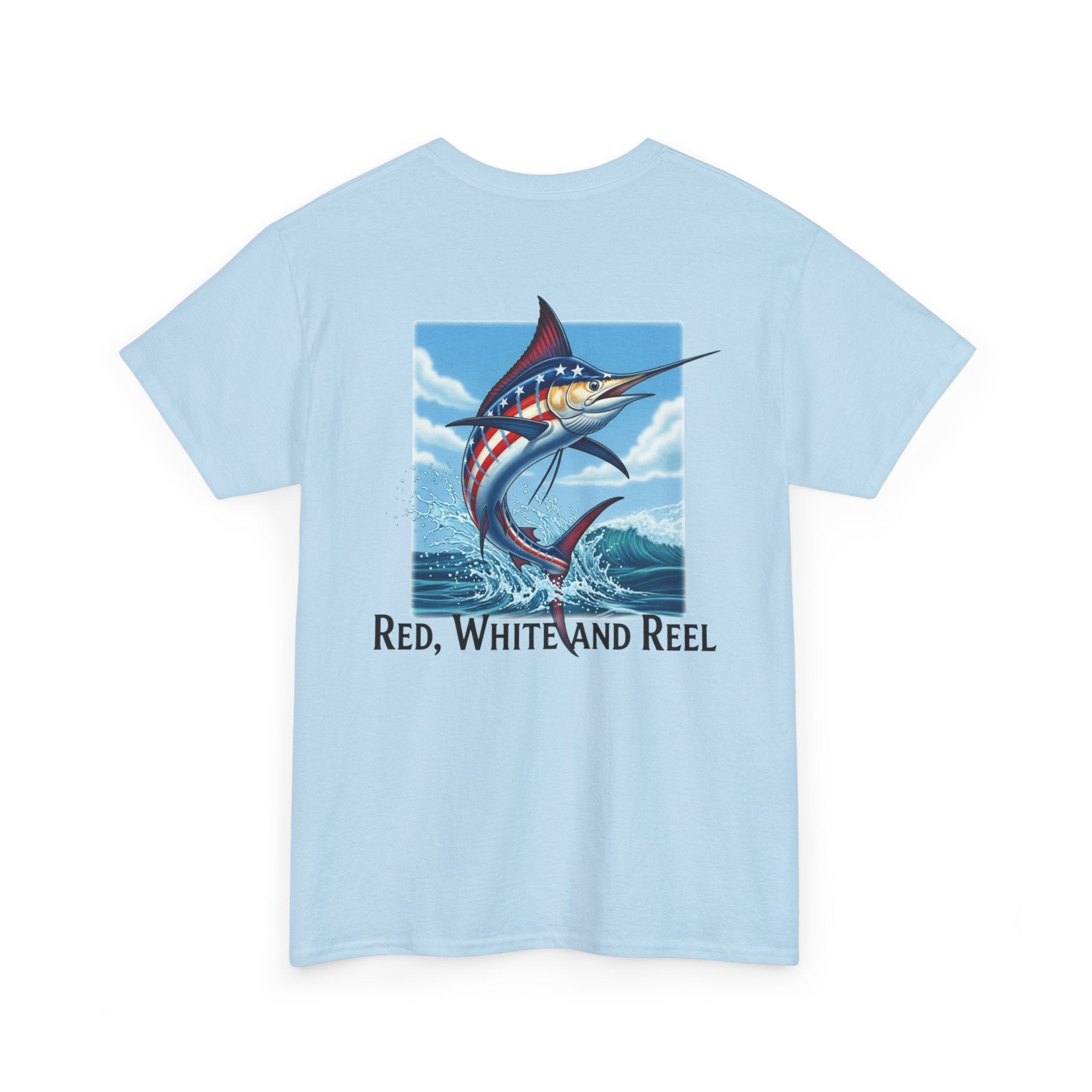 Red, White & Reel T-Shirt – Patriotic Marlin Fishing Graphic Tee