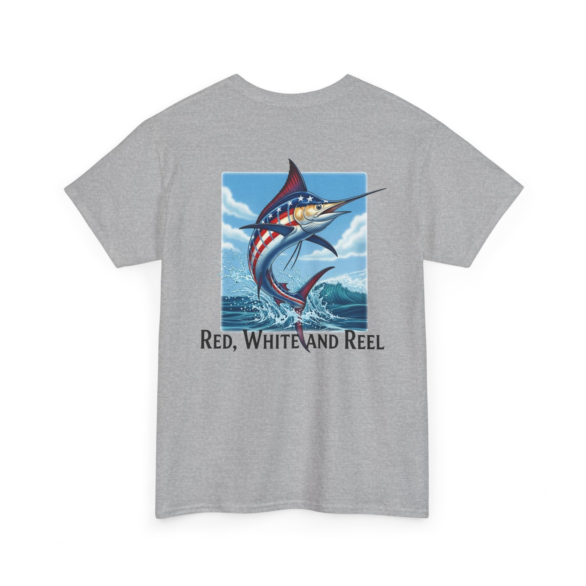 Red, White & Reel T-Shirt – Patriotic Marlin Fishing Graphic Tee