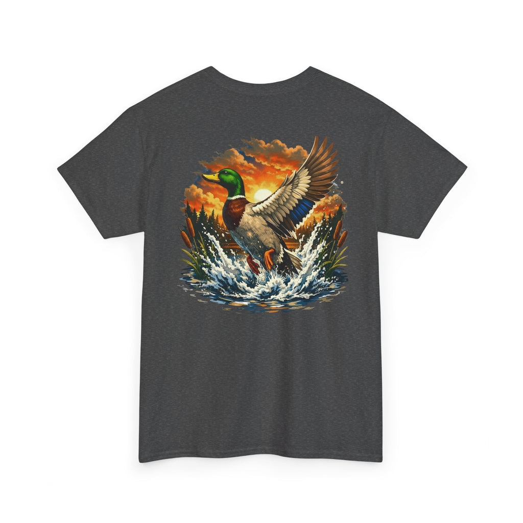 Mallard in Flight T-Shirt – Sunset Duck Hunting Graphic Tee
