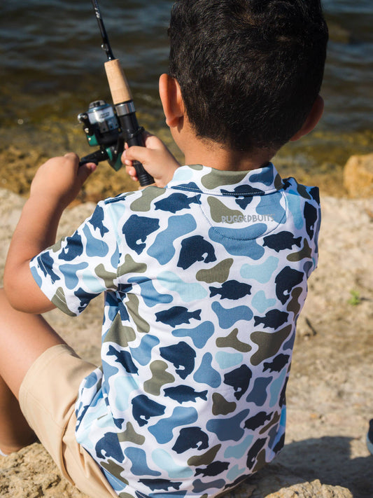 Boys Fish Camo Performance Fishing Shirt