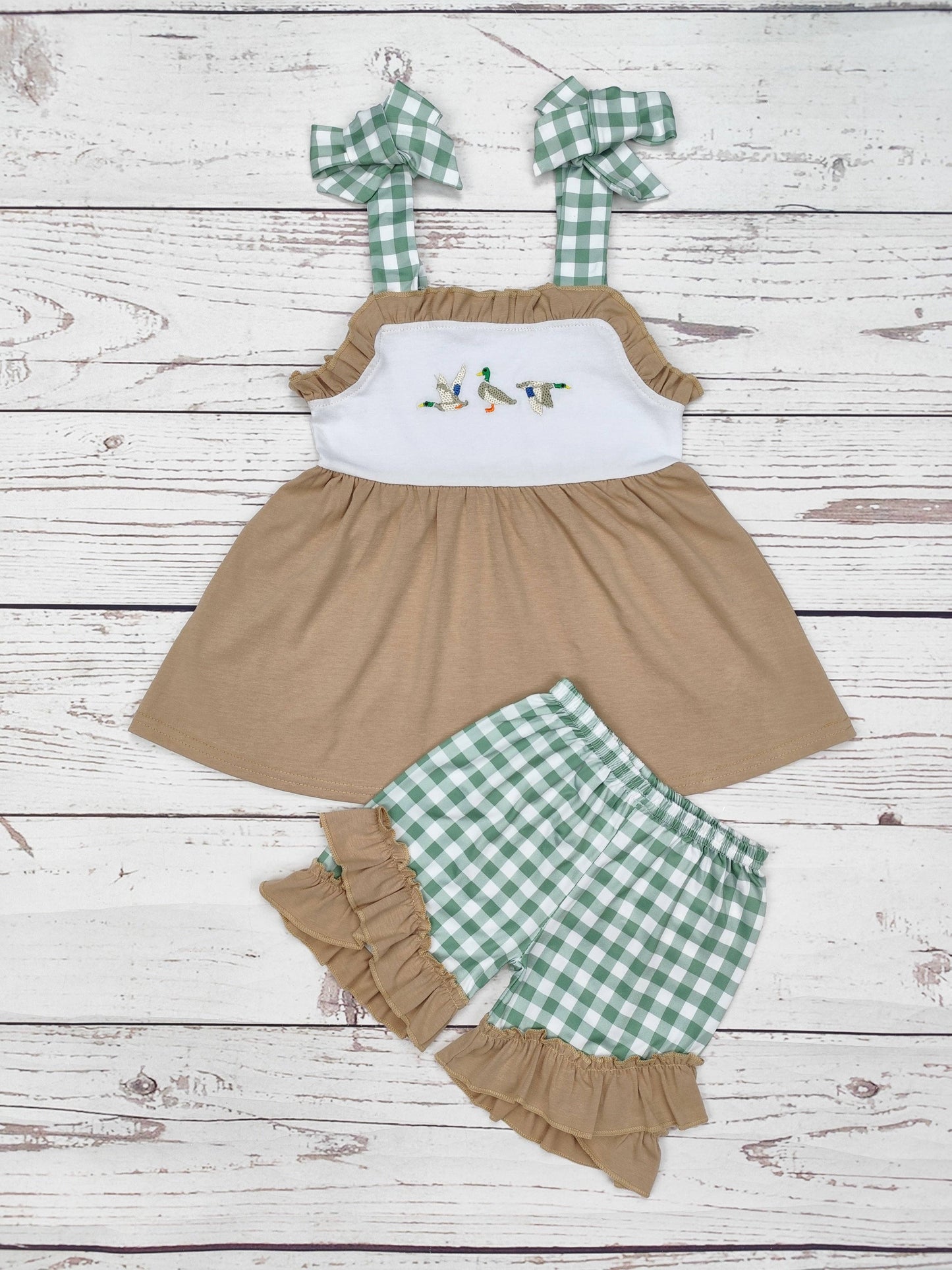 Mallard Duck Smocked Baby Girl Set