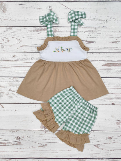 Mallard Duck Smocked Baby Girl Set