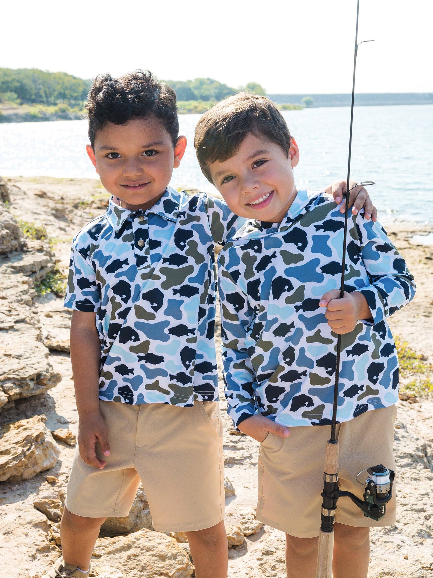 Boys Fish Camo Performance Fishing Shirt