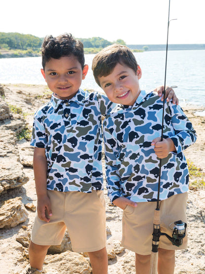 Boys Fish Camo Performance Fishing Shirt