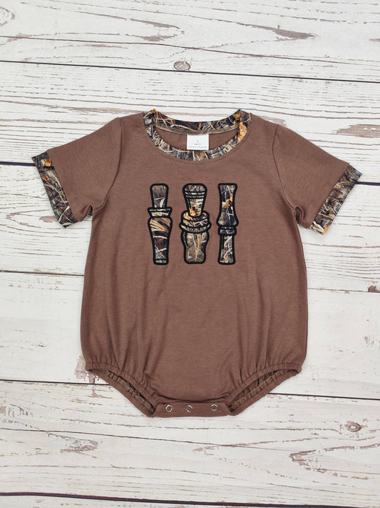 Duck Call Applique Baby Boy Bubble Romper