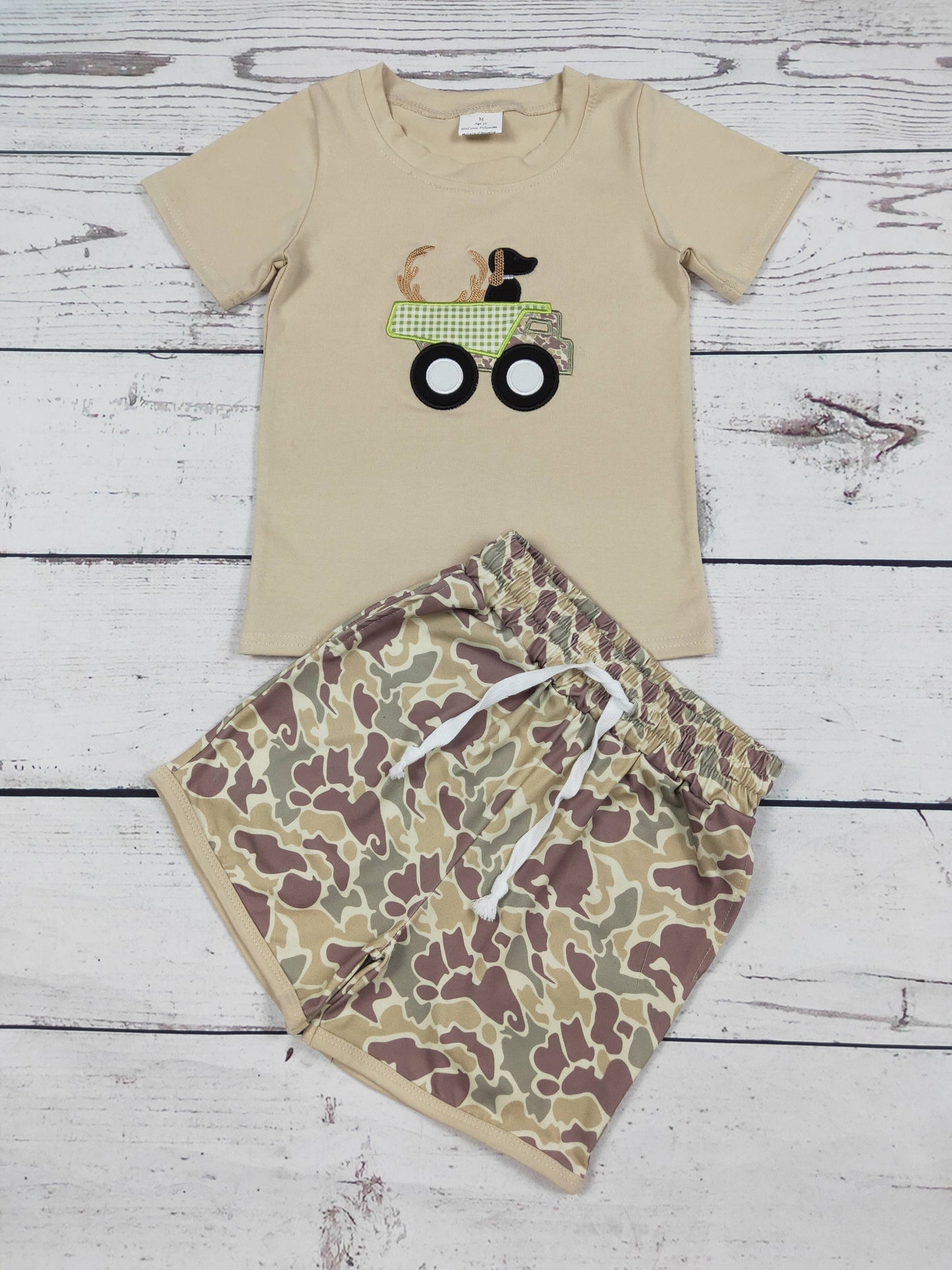 Boys Hunting Truck Camo Shorts Set