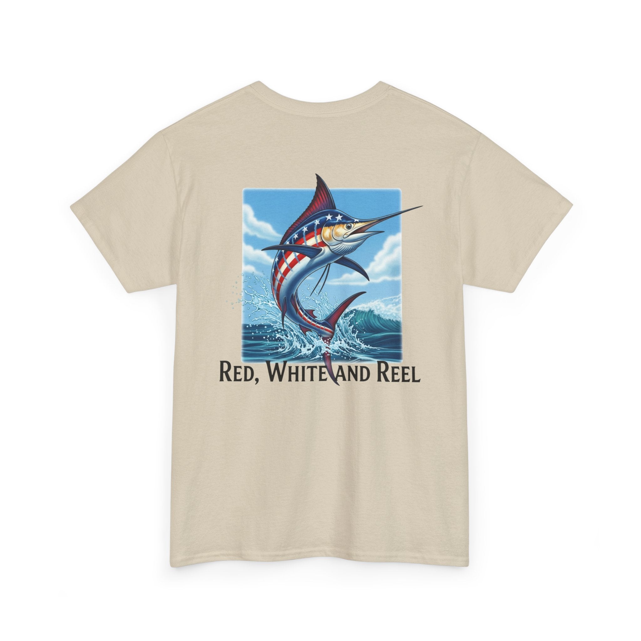 Red, White & Reel T-Shirt – Patriotic Marlin Fishing Graphic Tee