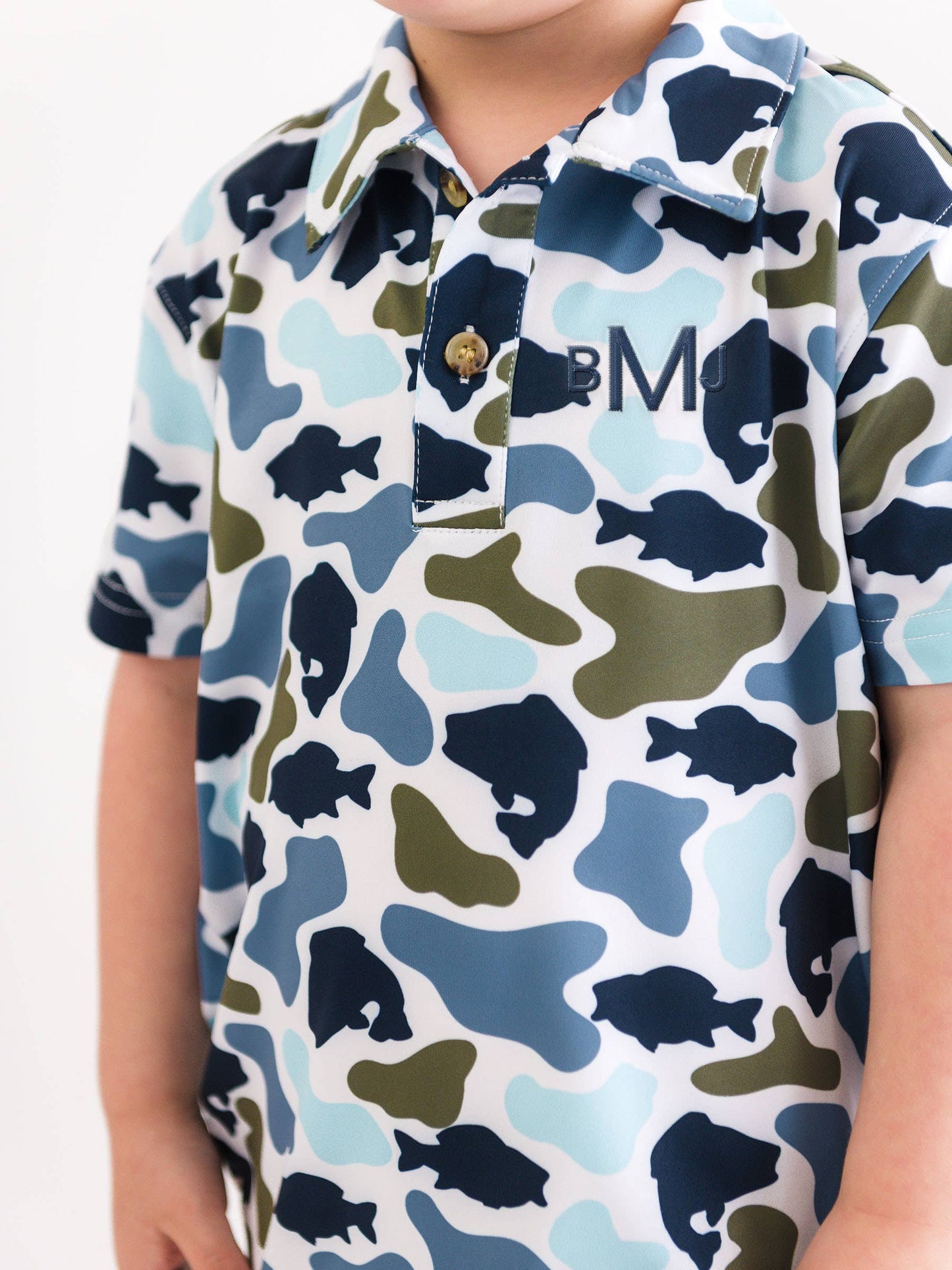 Boys Fish Camo Performance Fishing Shirt