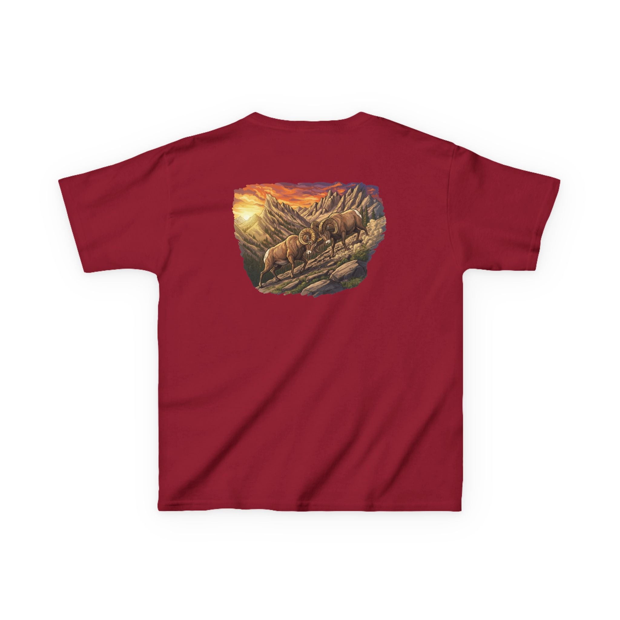 Mountain Rams Kids T-Shirt – Wildlife Graphic Outdoor Tee for Youth