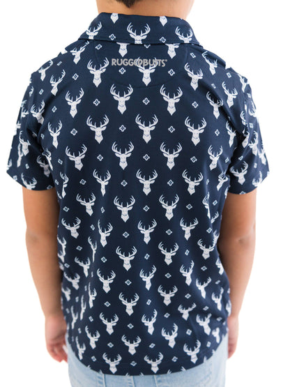 Boys Deer Antler Print Performance Polo