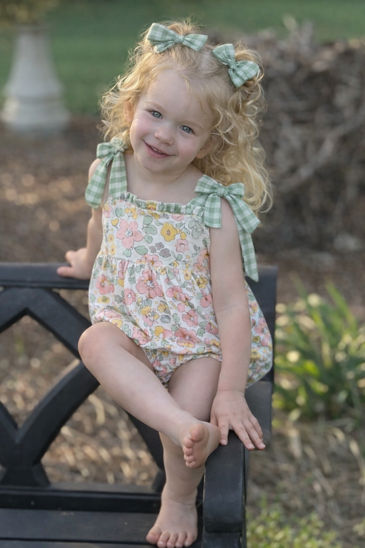 Vintage Floral Baby Girl Bubble Romper