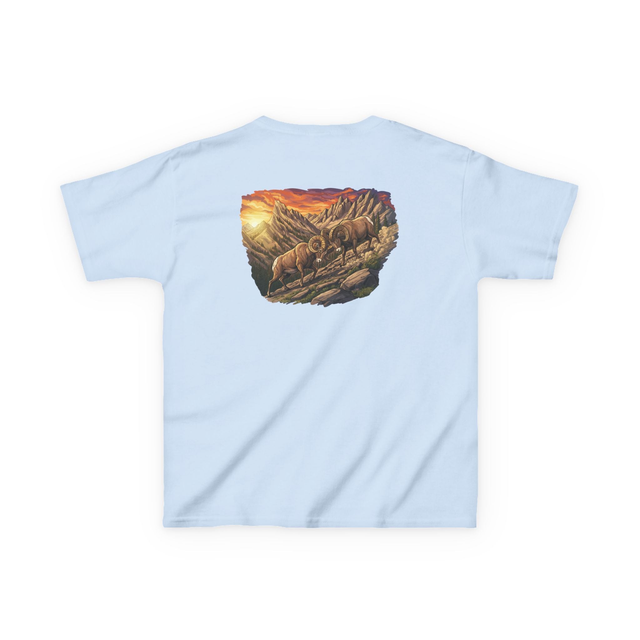 Mountain Rams Kids T-Shirt – Wildlife Graphic Outdoor Tee for Youth