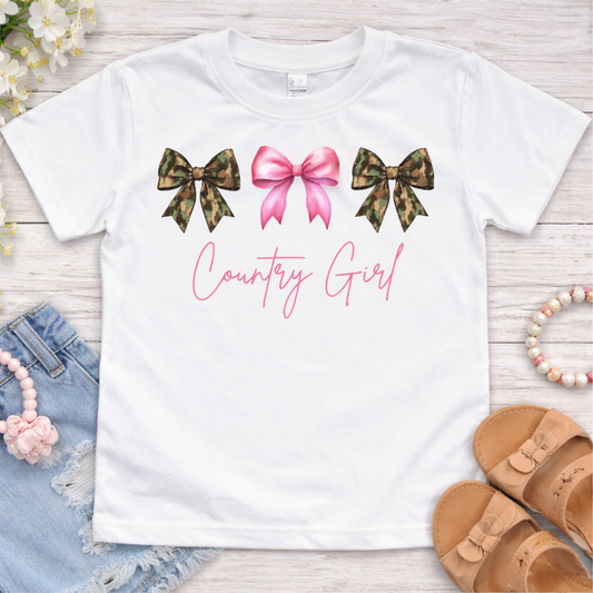 Girls “Country Girl” Bow Graphic Tee