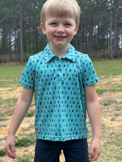 Boys Mallard Duck Print Performance Polo