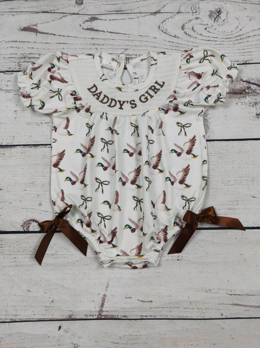 Daddy’s Girl Duck Print Baby Girl Bubble Romper