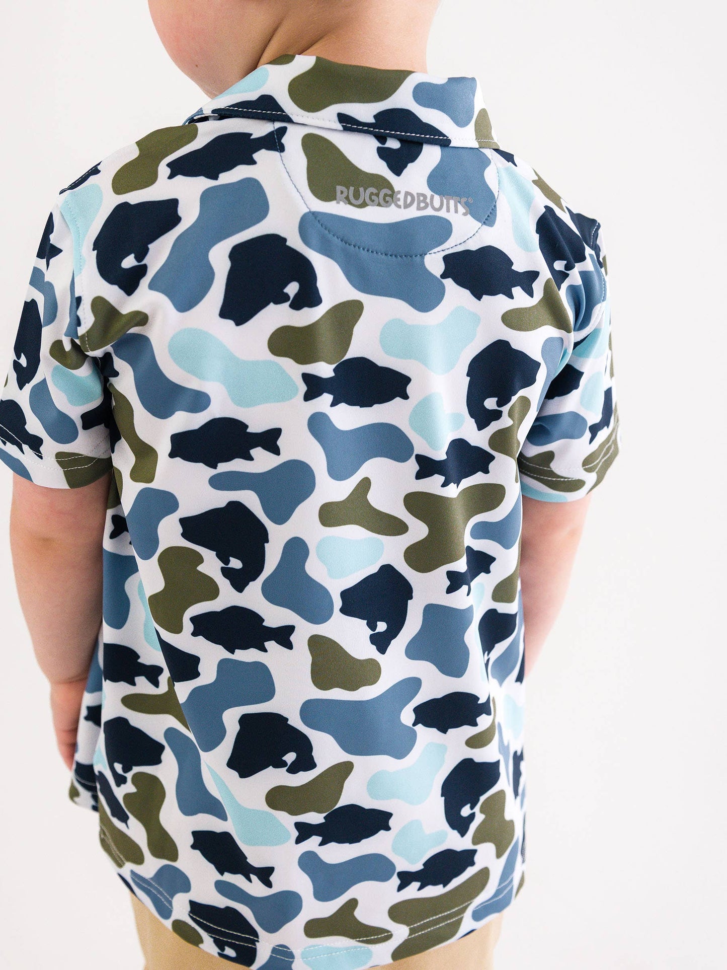 Boys Fish Camo Performance Fishing Shirt