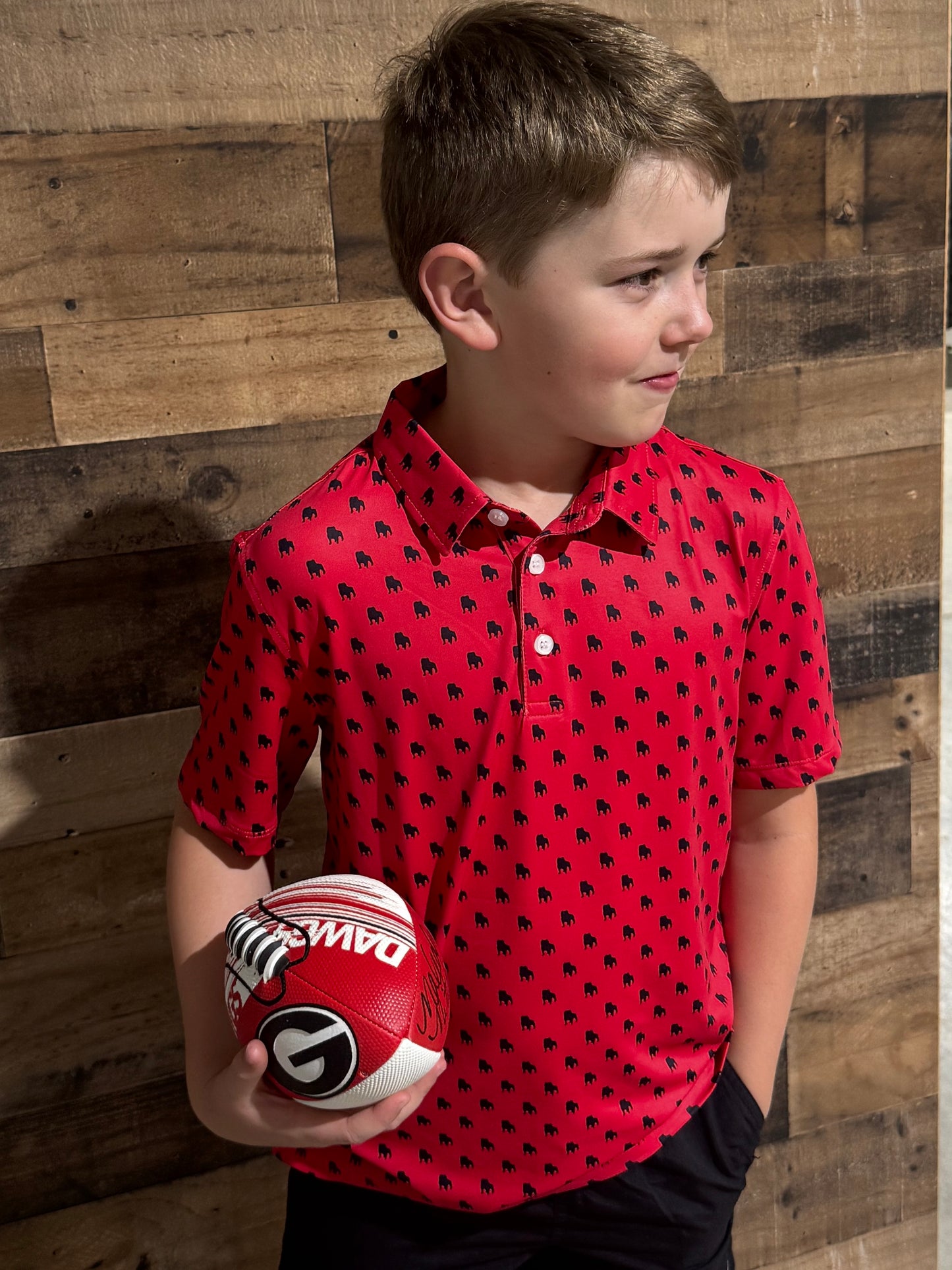 Boys GA Bulldog Outline Polo