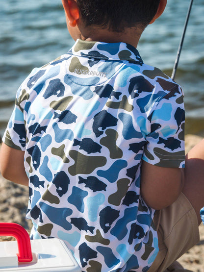 Boys Fish Camo Performance Fishing Shirt