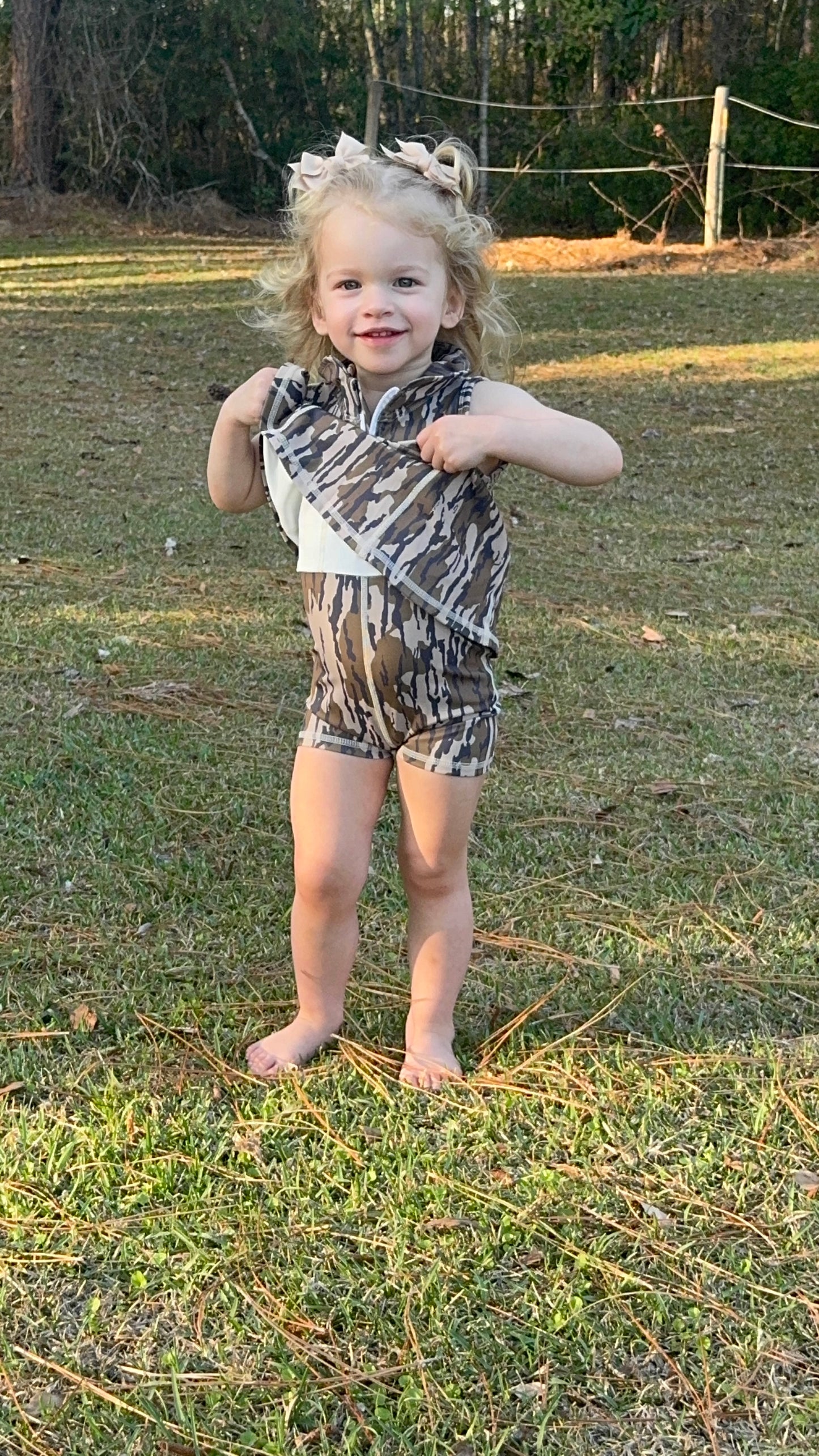Girls Camo Zip Front Dress
