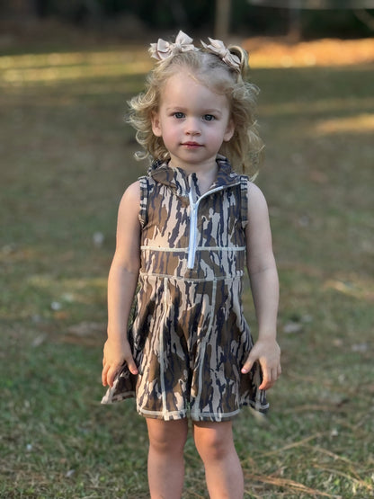 Girls Camo Zip Front Dress
