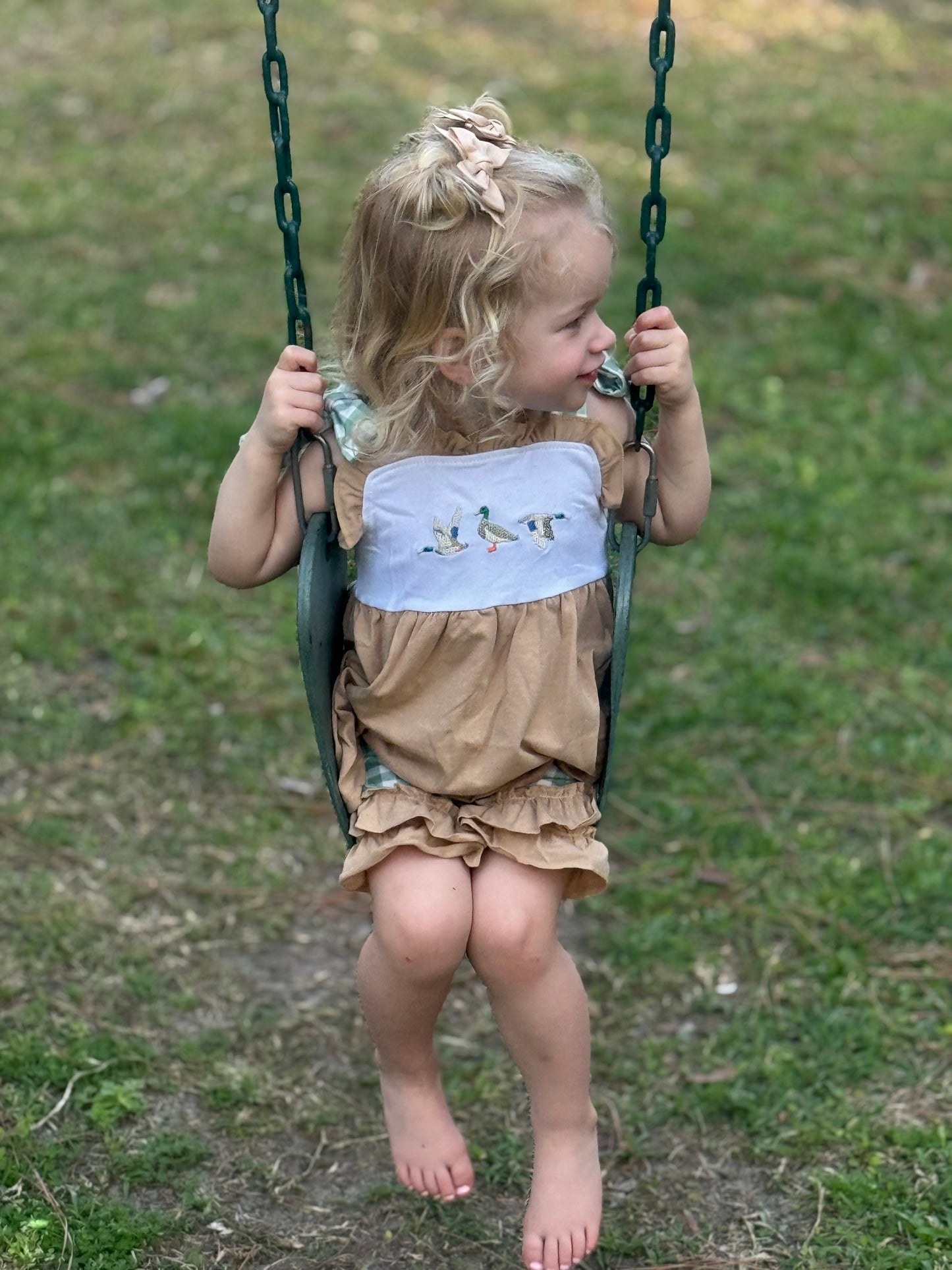 Mallard Duck Smocked Baby Girl Set