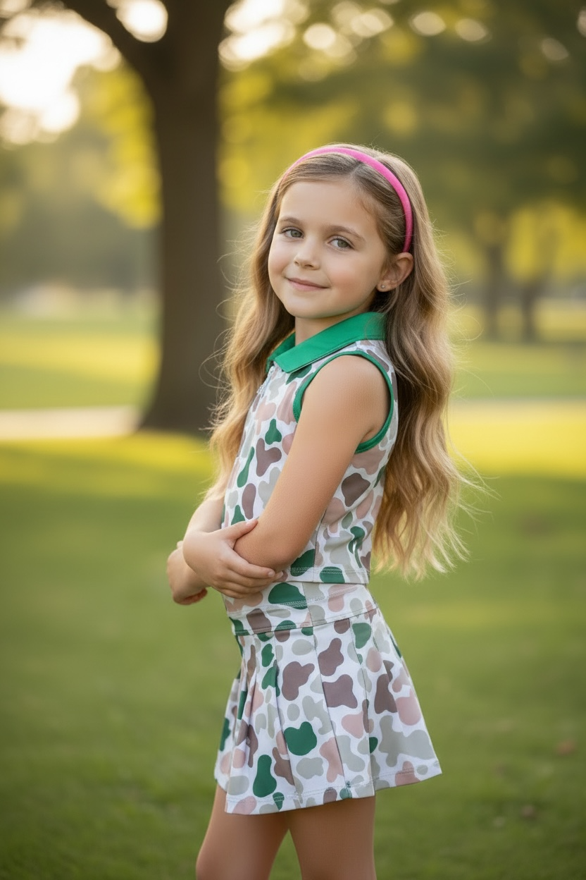 Girls Camo Print Athletic Skirt Set