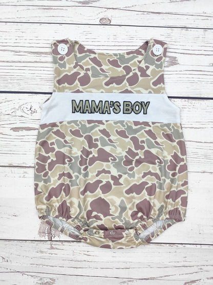 Mama’s Boy Camo Baby Boy Bubble Romper