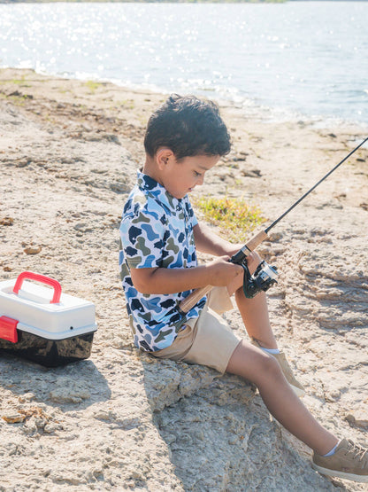 Boys Fish Camo Performance Fishing Shirt